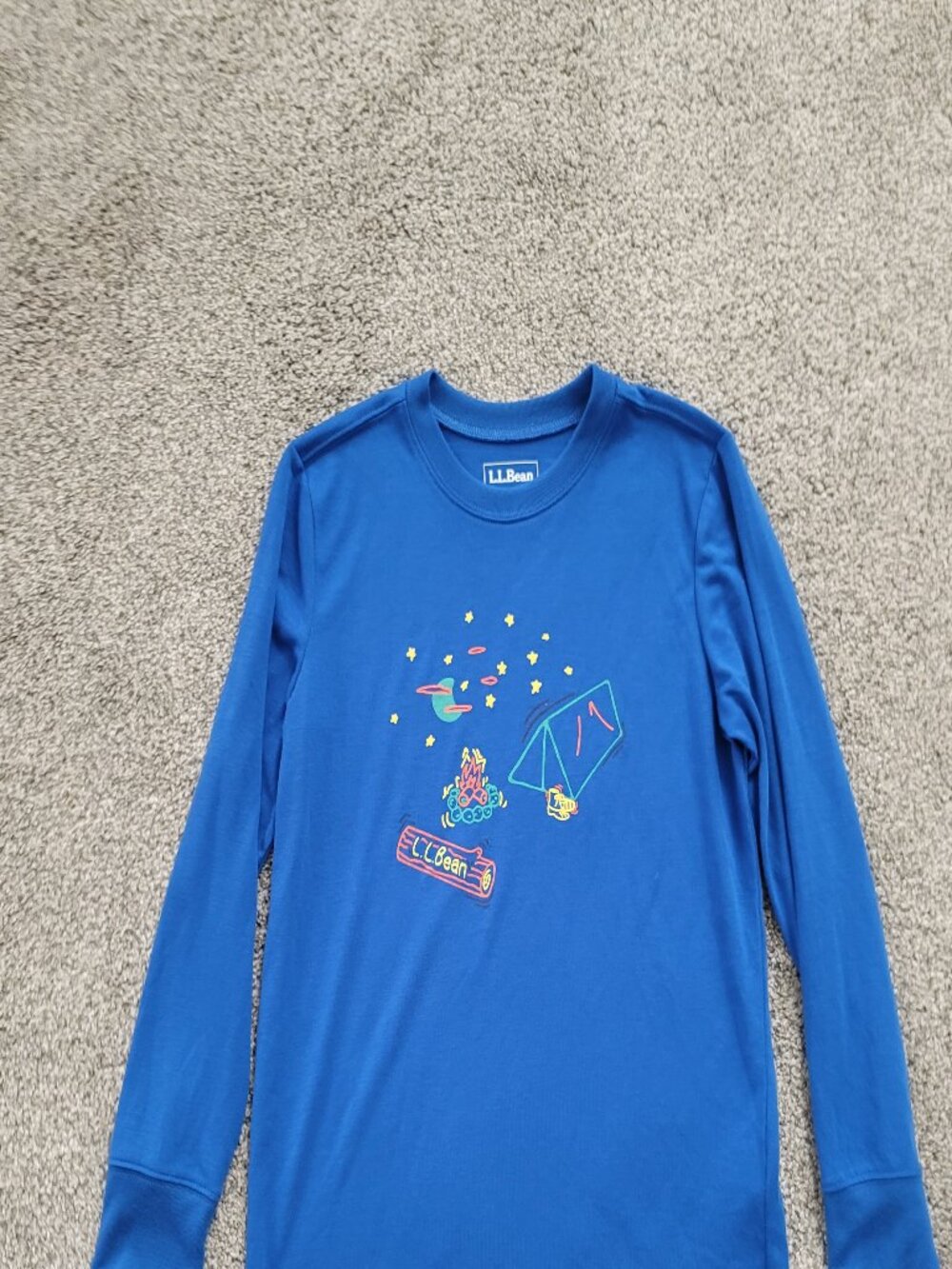 KIDS L.L. Bean Blue Long Sleeve Shirt Medium 10-12